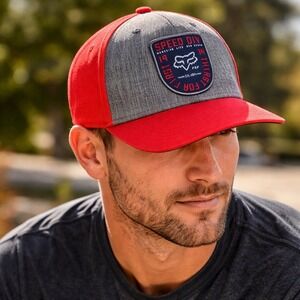 Fox Racing Hat Snapback Red Grey Embroidered Mens Unisex